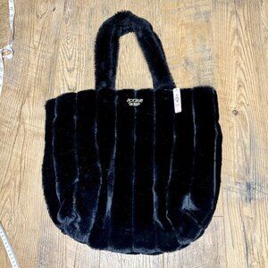 Victoria's Secret Black Faux Fur Tote Bag